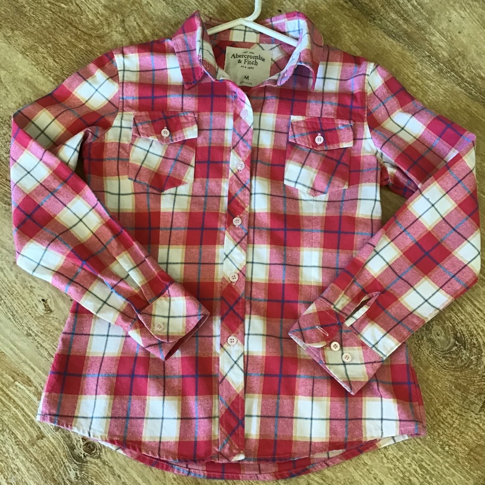 SOLD!!! NOT AVAILABLE! Abercrombie & Fitch- Pink Plaid Ladies Flannel Shirt